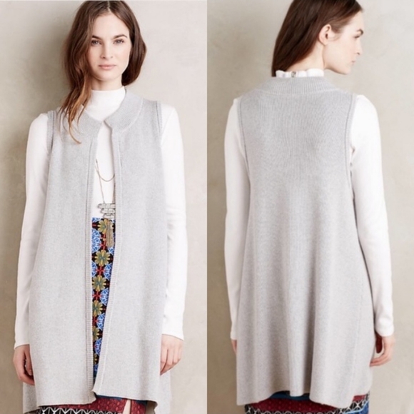 | Anthro | Moth Heather Gray Danna Swing Vest size S - Picture 1 of 7